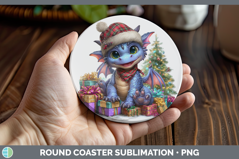 dragon-round-coaster-christmas-santa-hat-sublimation-coaster
