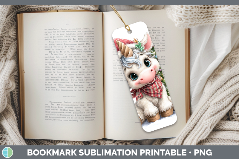 unicorn-bookmark-christmas-santa-hat-sublimation-printable-d