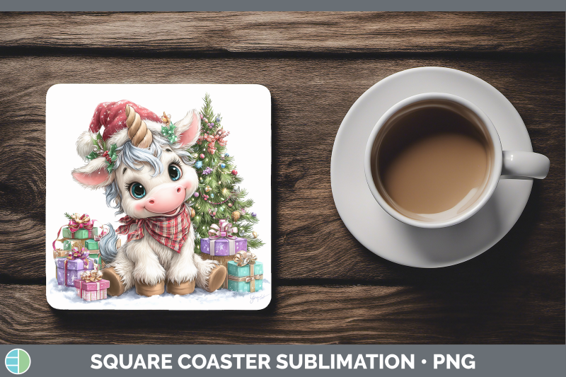unicorn-square-coaster-christmas-santa-hat-sublimation-drink