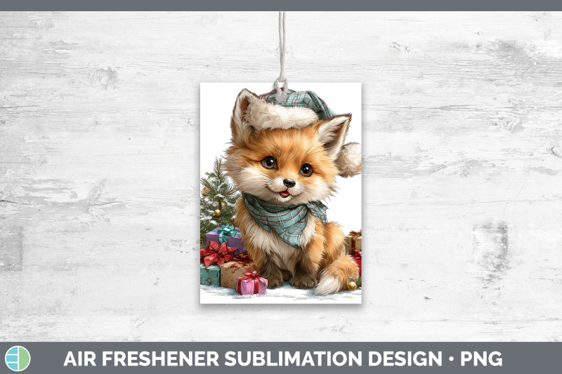 fox-air-freshener-christmas-santa-hat-sublimation-car-scent