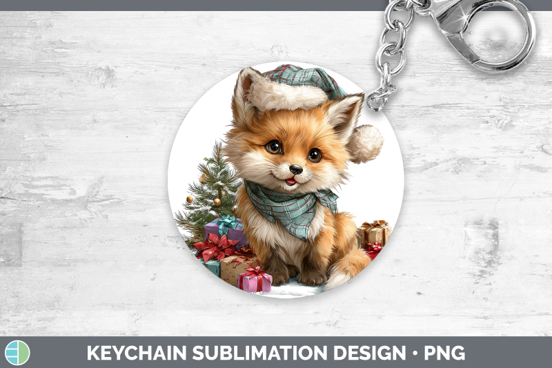 fox-keychain-christmas-santa-hat-sublimation-keyring-designs