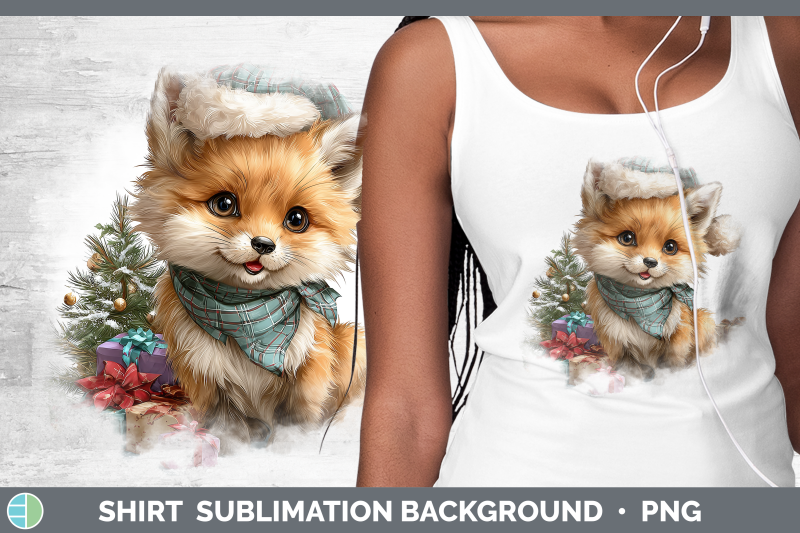 fox-shirt-christmas-santa-hat-sublimation-background-designs