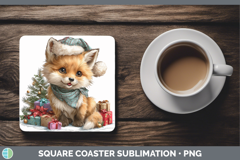 fox-square-coaster-christmas-santa-hat-sublimation-drink-mat