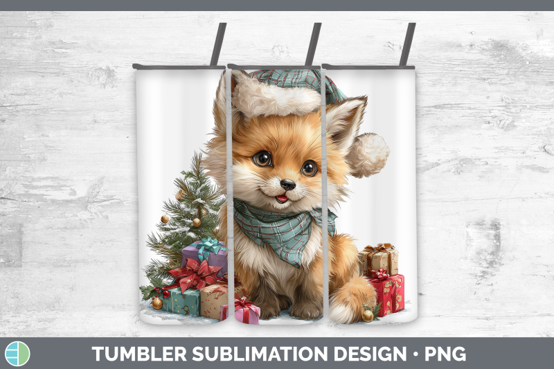 fox-tumbler-christmas-santa-hat-sublimation-20-oz-skinny-tum