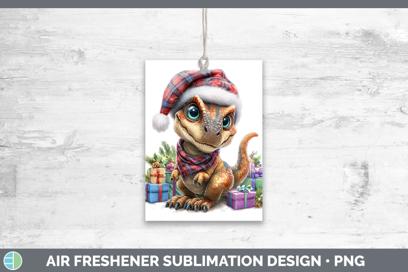 dinosaur-air-freshener-christmas-santa-hat-sublimation-car-s