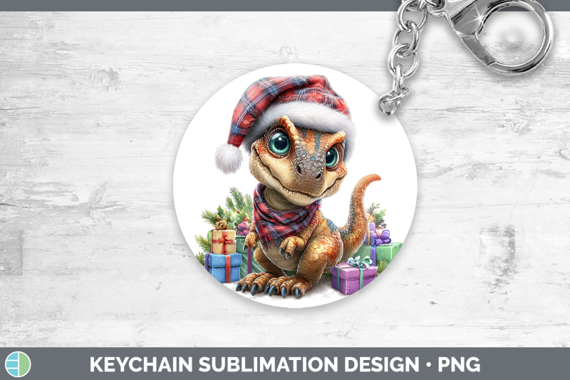 dinosaur-keychain-christmas-santa-hat-sublimation-keyring-de