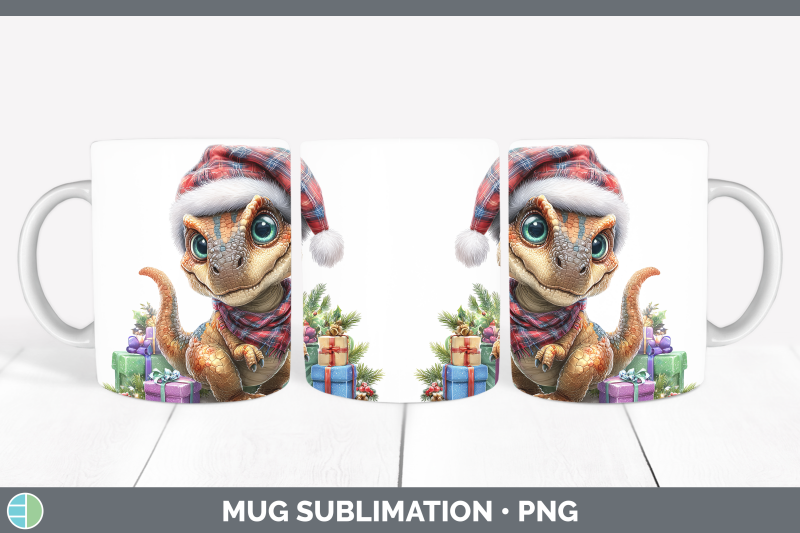 dinosaur-mug-wrap-christmas-santa-hat-sublimation-coffee-cup
