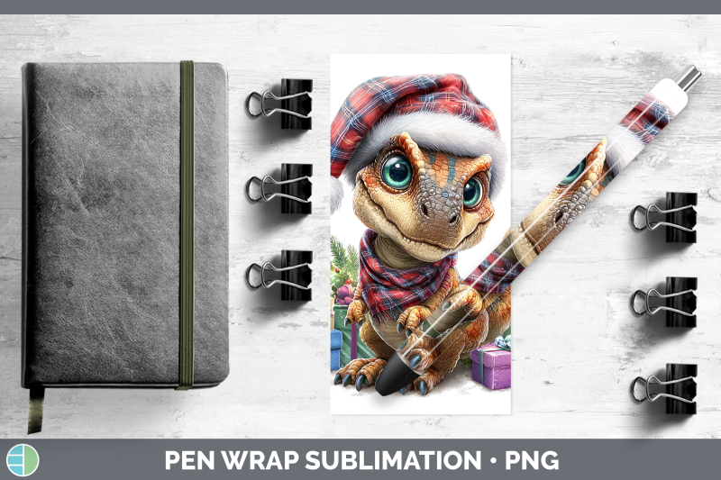 dinosaur-pen-wrap-christmas-santa-hat-sublimation-pen-design