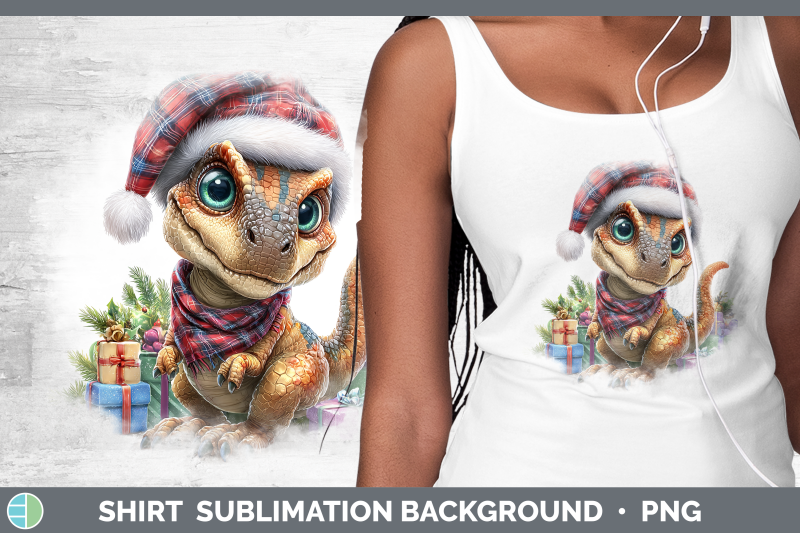 dinosaur-shirt-christmas-santa-hat-sublimation-background-de