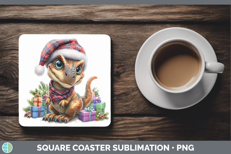 dinosaur-square-coaster-christmas-santa-hat-sublimation-drin