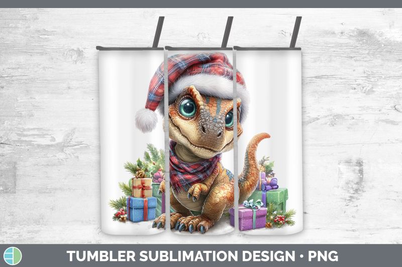 dinosaur-tumbler-christmas-santa-hat-sublimation-20-oz-skinn