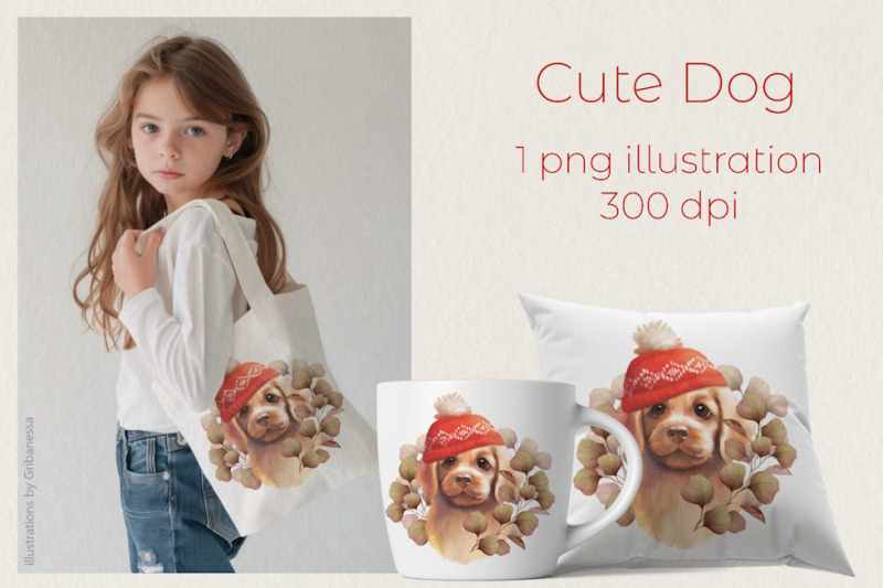 cute-puppy-in-knit-hat-autumn-cozy-png