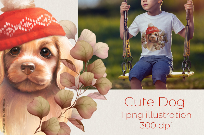 cute-puppy-in-knit-hat-autumn-cozy-png