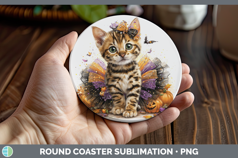 bengal-cat-round-coaster-cats-halloween-sublimation-coaster