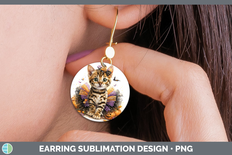bengal-cat-round-earrings-cats-halloween-sublimation-earring