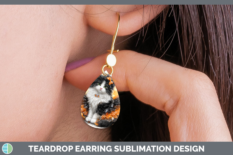norwegian-forest-cat-teardrop-earrings-cats-halloween-sublim
