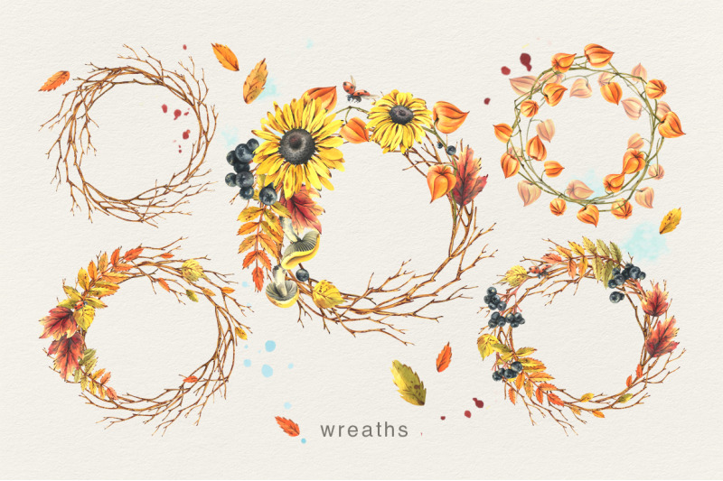 autumn-wreaths-watercolor-clipart-set