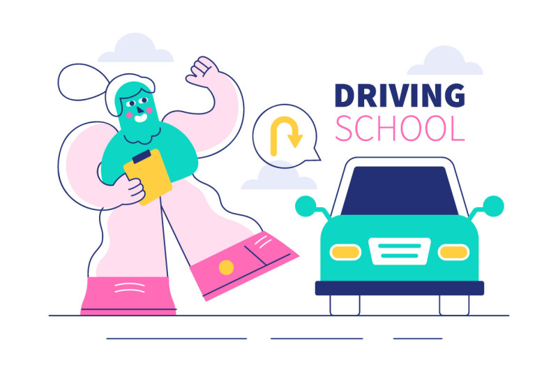 10-driving-school-vector-illustration