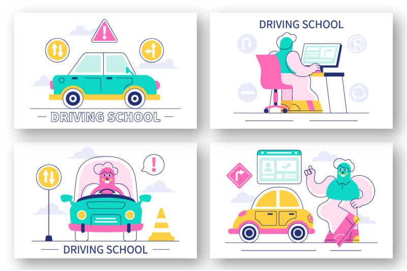 10-driving-school-vector-illustration