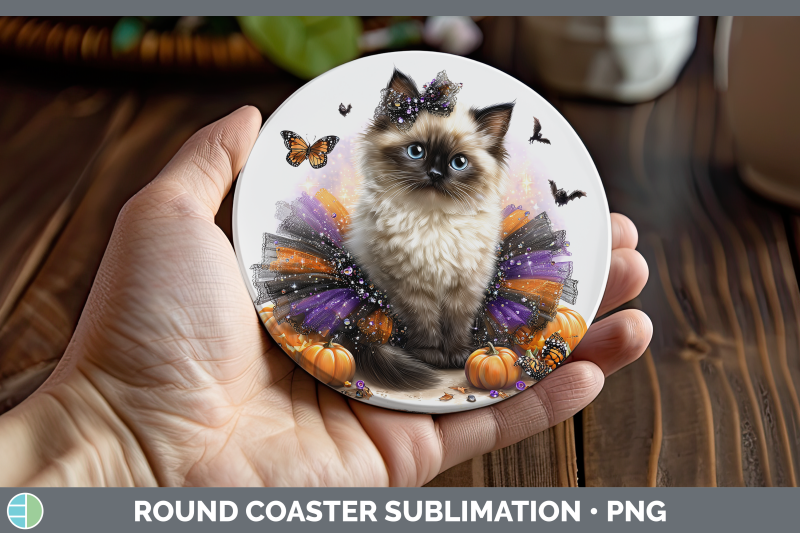 birman-cat-round-coaster-cats-halloween-sublimation-coaster