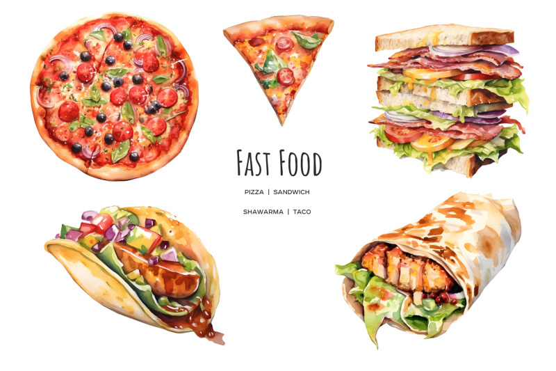 watercolor-fast-food-clipart-street-food-15-png-pizza-hamburger