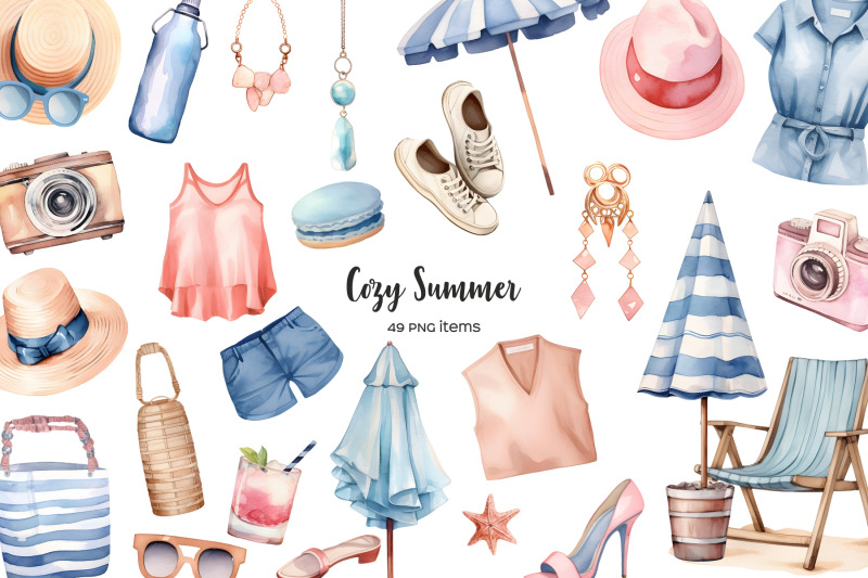 watercolor-summer-clipart-summer-beach-clip-art-seasonal-bundle-summ