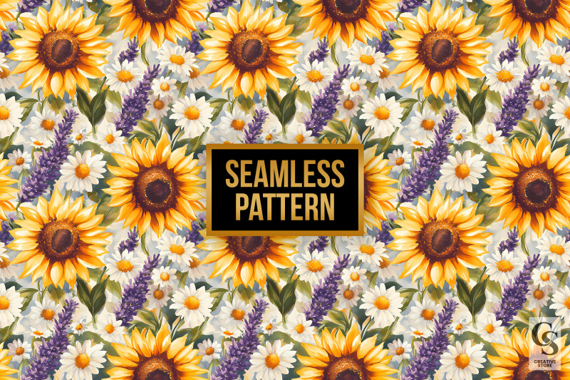 summer-watercolor-sunflowers-amp-lavender-floral-patterns