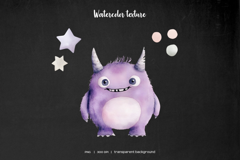 watercolor-cute-monsters-clipart-monster-birthday-set