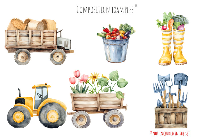 watercolor-farming-life-clipart-village-life-elements-gardening-item