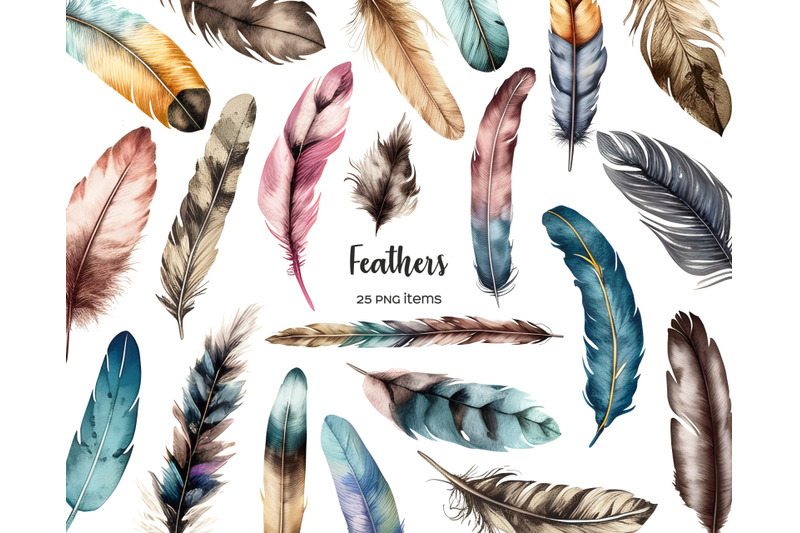 watercolor-feather-clipart-boho-feather-clip-art