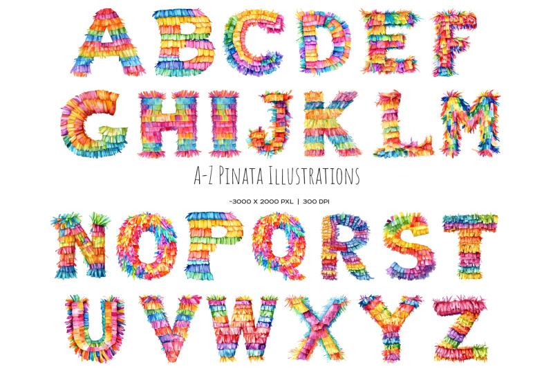 watercolor-letters-pinata-clipart-mexican-colorful-a-z-letters-pinata