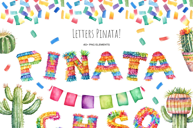 watercolor-letters-pinata-clipart-mexican-colorful-a-z-letters-pinata