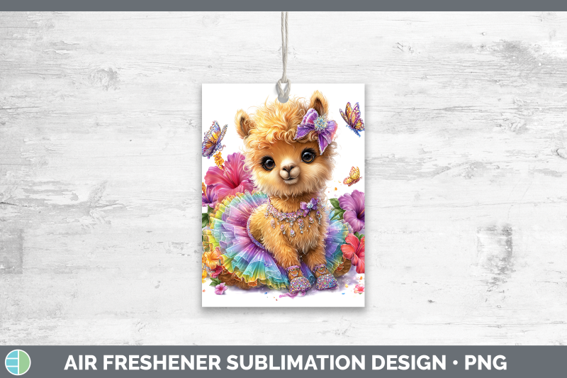 llama-air-freshener-farm-rainbow-summer-sublimation-car-scen