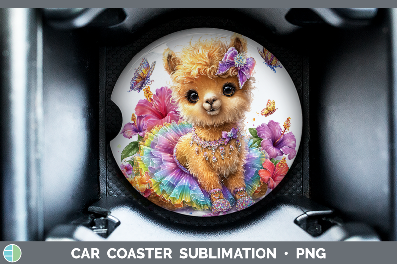 llama-car-coaster-farm-rainbow-summer-sublimation-drink-mat