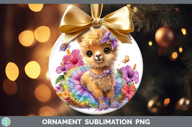 llama-ornament-farm-rainbow-summer-sublimation-bauble-design