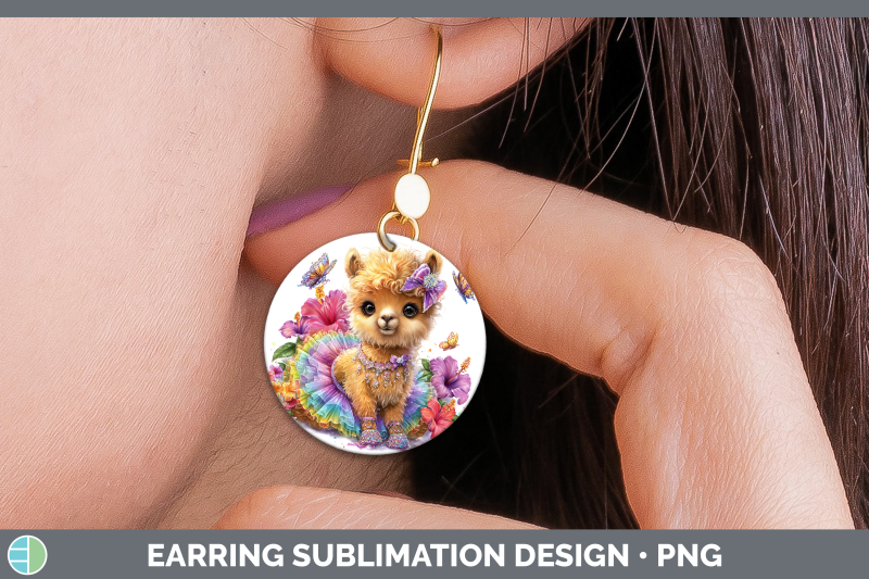 llama-round-earrings-farm-rainbow-summer-sublimation-earring