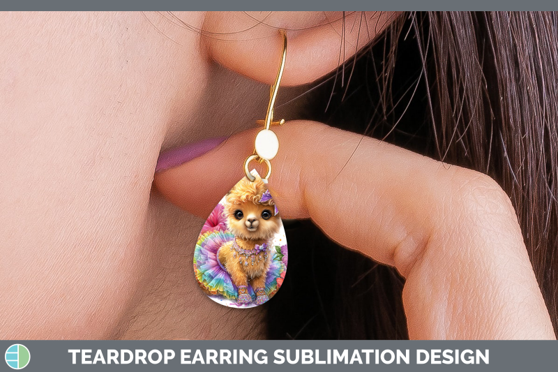 llama-teardrop-earrings-farm-rainbow-summer-sublimation-earr