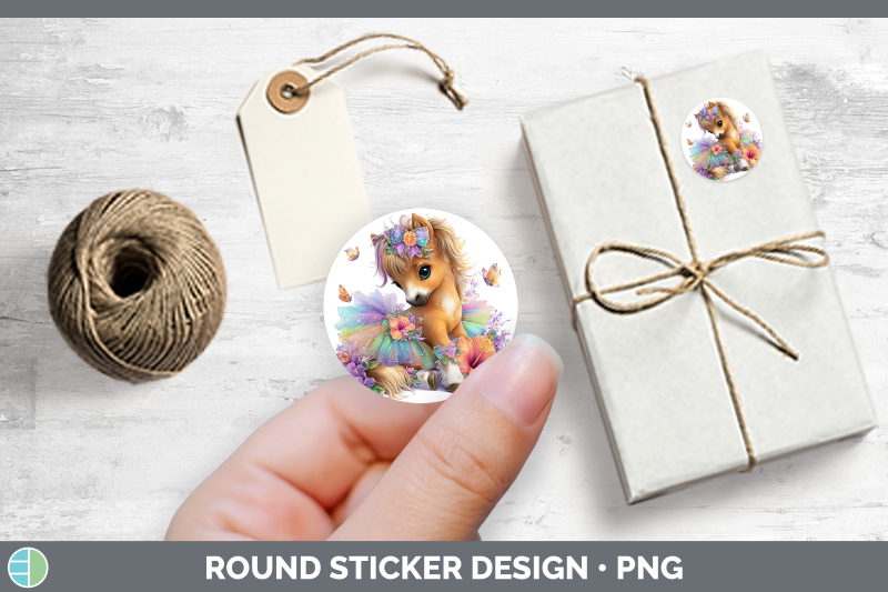 farm-rainbow-summer-horse-stickers-round-labels-designs