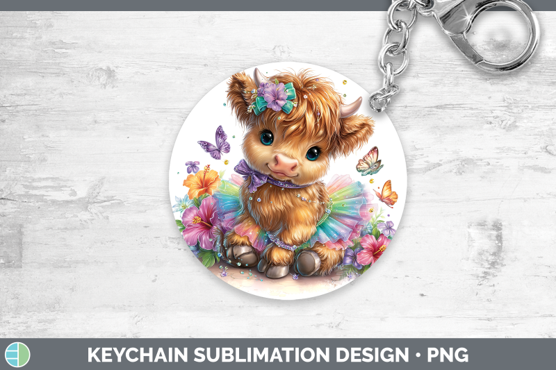 highland-cow-keychain-farm-rainbow-summer-sublimation-keyrin