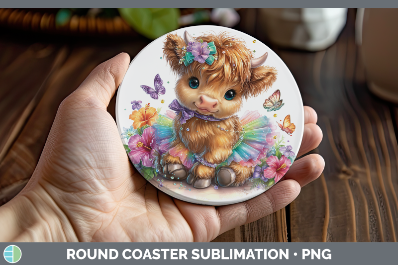highland-cow-round-coaster-farm-rainbow-summer-sublimation-c