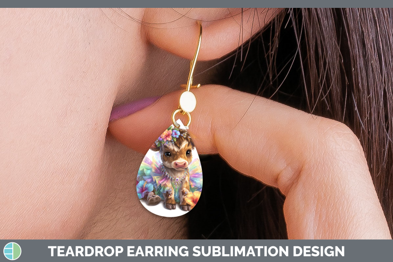 bull-teardrop-earrings-farm-rainbow-summer-sublimation-earri