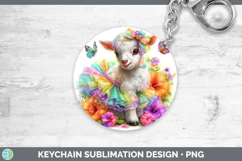 goat-keychain-farm-rainbow-summer-sublimation-keyring-design