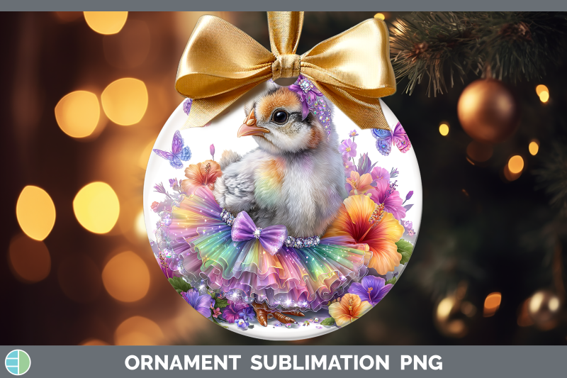 guinea-hen-ornament-farm-rainbow-summer-sublimation-bauble-d