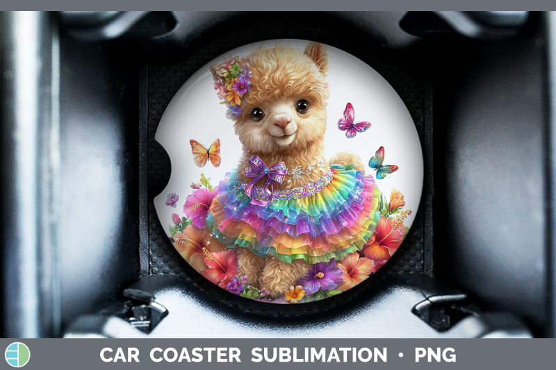 alpaca-car-coaster-farm-rainbow-summer-sublimation-drink-mat