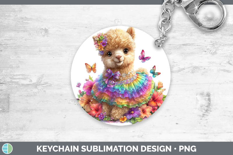 alpaca-keychain-farm-rainbow-summer-sublimation-keyring-desi