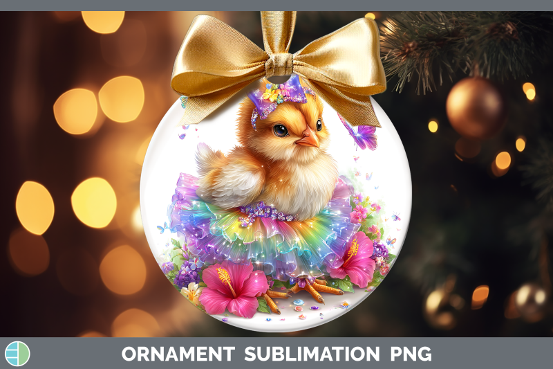 chicken-ornament-farm-rainbow-summer-sublimation-bauble-desi