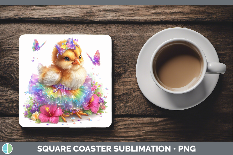 chicken-square-coaster-farm-rainbow-summer-sublimation-drink
