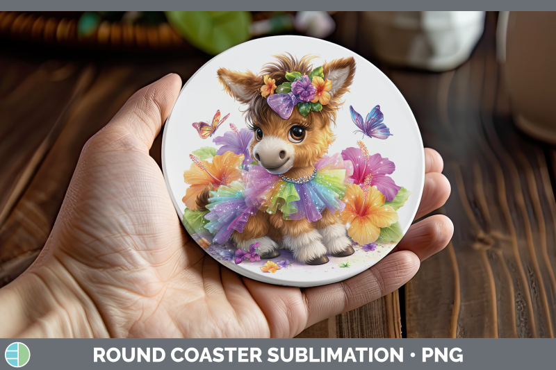 mule-round-coaster-farm-rainbow-summer-sublimation-coaster-d