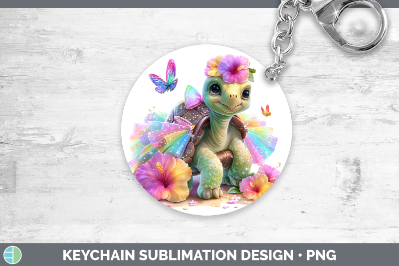 tortoise-keychain-farm-rainbow-summer-sublimation-keyring-de