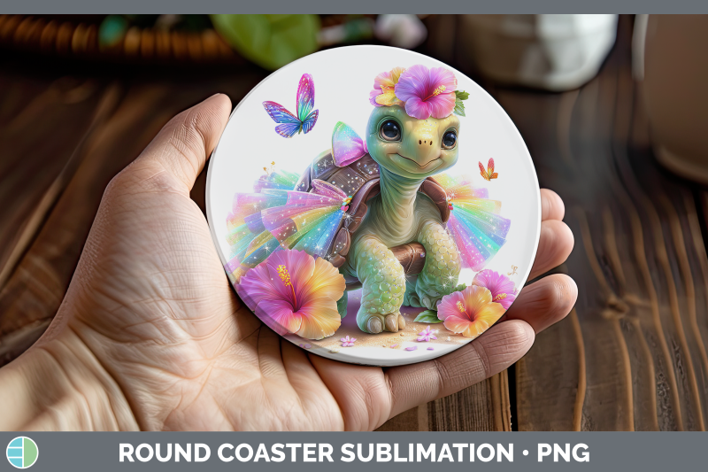 tortoise-round-coaster-farm-rainbow-summer-sublimation-coast